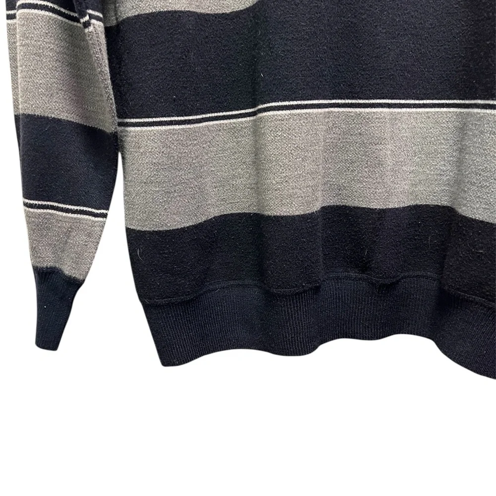 Silver Needle Men's XXL Navy Blue and Gray Striped 1/4 Zip Pullover Sweater - Picture 3 of 7